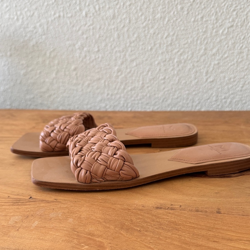 Marc Fisher Brown Woven Slide Sandals